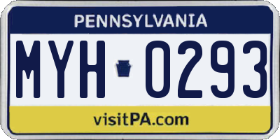 PA license plate MYH0293