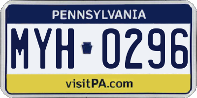PA license plate MYH0296