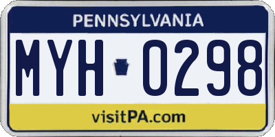 PA license plate MYH0298