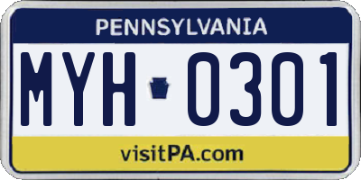 PA license plate MYH0301