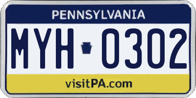 PA license plate MYH0302