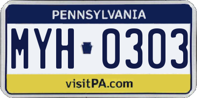 PA license plate MYH0303