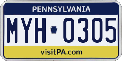 PA license plate MYH0305