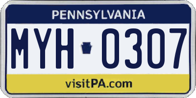 PA license plate MYH0307