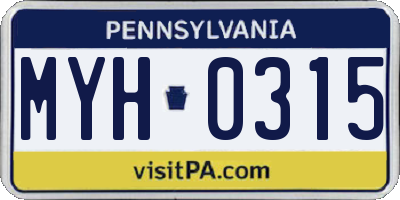 PA license plate MYH0315
