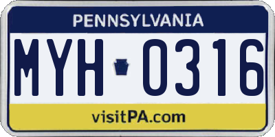 PA license plate MYH0316