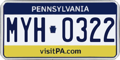 PA license plate MYH0322