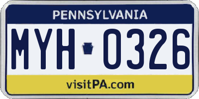 PA license plate MYH0326