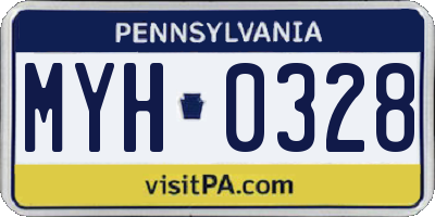 PA license plate MYH0328