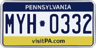 PA license plate MYH0332