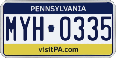 PA license plate MYH0335