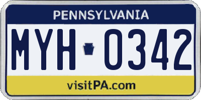 PA license plate MYH0342