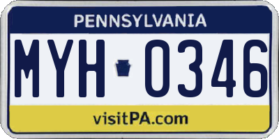 PA license plate MYH0346