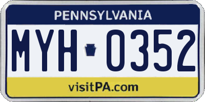 PA license plate MYH0352