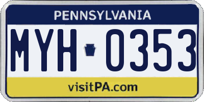 PA license plate MYH0353