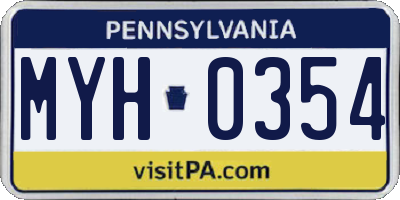 PA license plate MYH0354