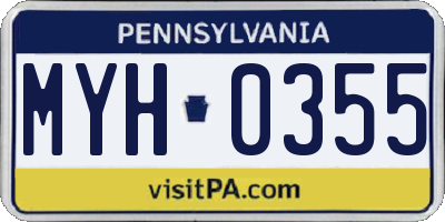 PA license plate MYH0355