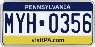 PA license plate MYH0356