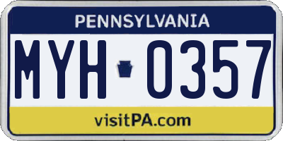 PA license plate MYH0357