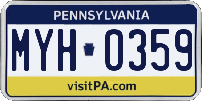 PA license plate MYH0359