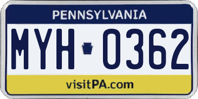 PA license plate MYH0362