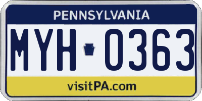 PA license plate MYH0363