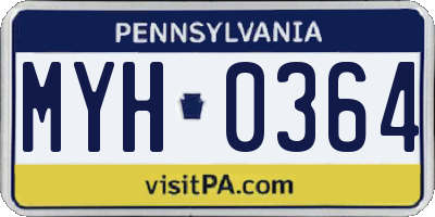 PA license plate MYH0364