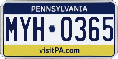 PA license plate MYH0365