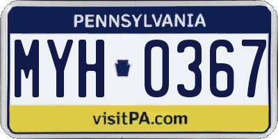 PA license plate MYH0367