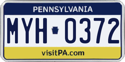 PA license plate MYH0372