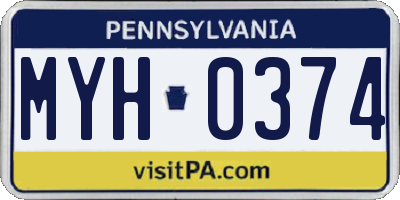 PA license plate MYH0374