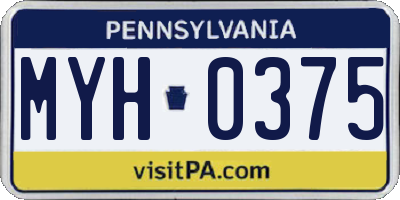 PA license plate MYH0375