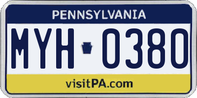 PA license plate MYH0380