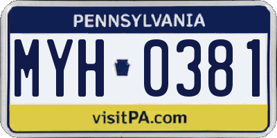 PA license plate MYH0381