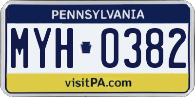 PA license plate MYH0382