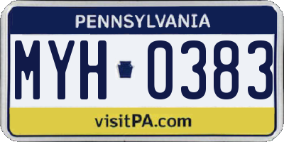 PA license plate MYH0383