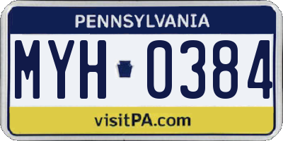 PA license plate MYH0384