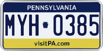 PA license plate MYH0385
