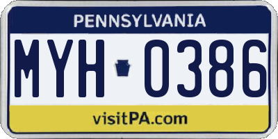 PA license plate MYH0386