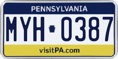 PA license plate MYH0387