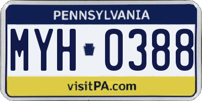 PA license plate MYH0388