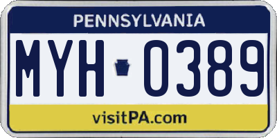 PA license plate MYH0389