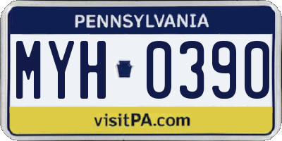 PA license plate MYH0390