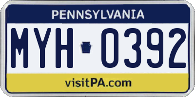 PA license plate MYH0392
