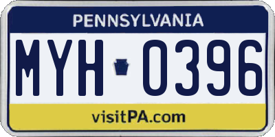PA license plate MYH0396
