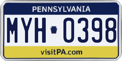 PA license plate MYH0398
