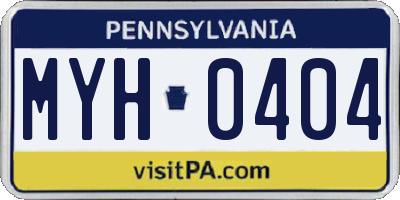 PA license plate MYH0404