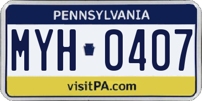 PA license plate MYH0407
