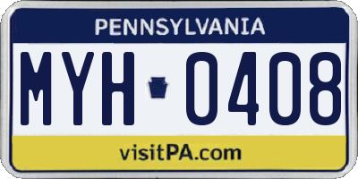 PA license plate MYH0408