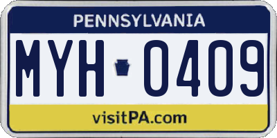 PA license plate MYH0409